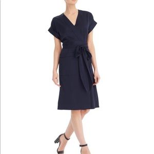 J Crew Navy Silk Wrap Dress